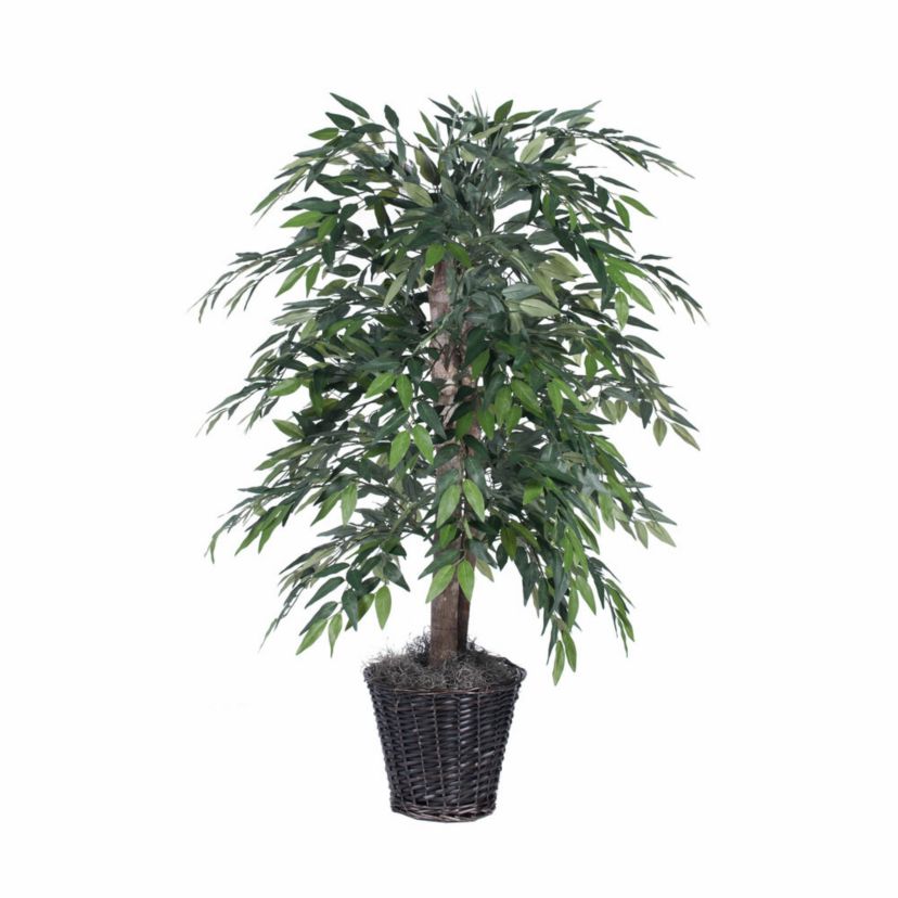 Artificial Smilax Bush, Rattan Basket