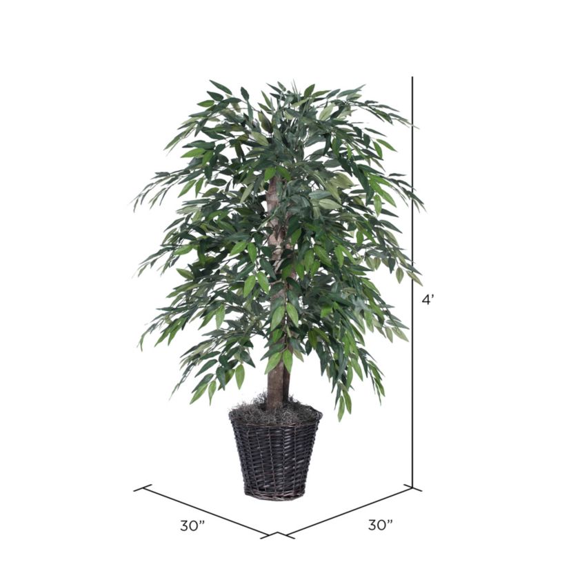 Artificial Smilax Bush, Rattan Basket