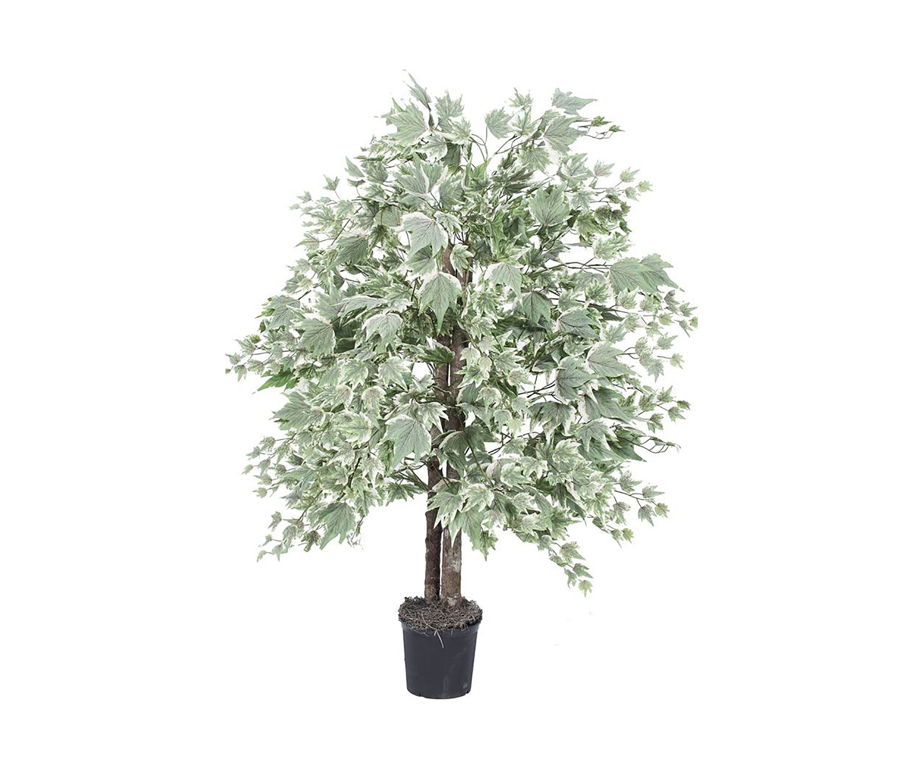 Artificial Silver Maple Bush, Plastic Pot.