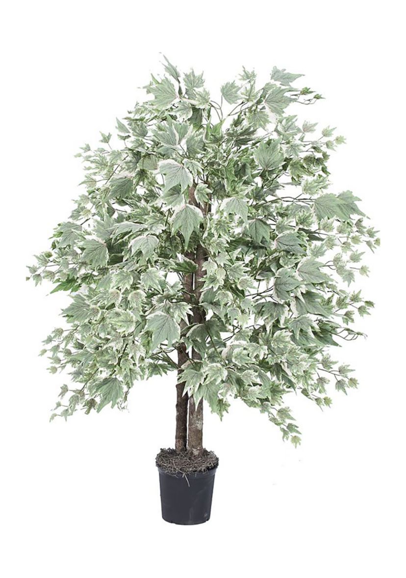Artificial Silver Maple Bush, Plastic Pot.