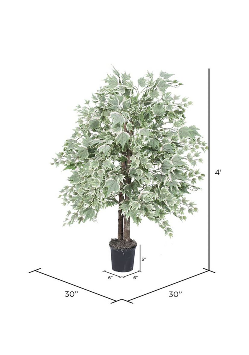 Artificial Silver Maple Bush, Plastic Pot.