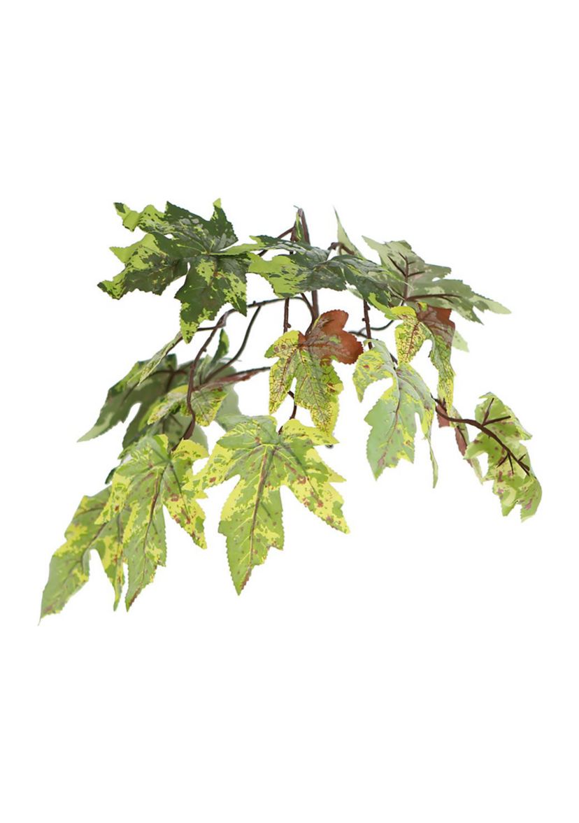 Artificial Frosted Maple Bush, Rattan Basket.