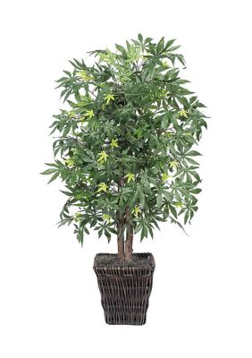 Vickerman Artificial Japanese Maple Bush, Square Willow Basket, Green