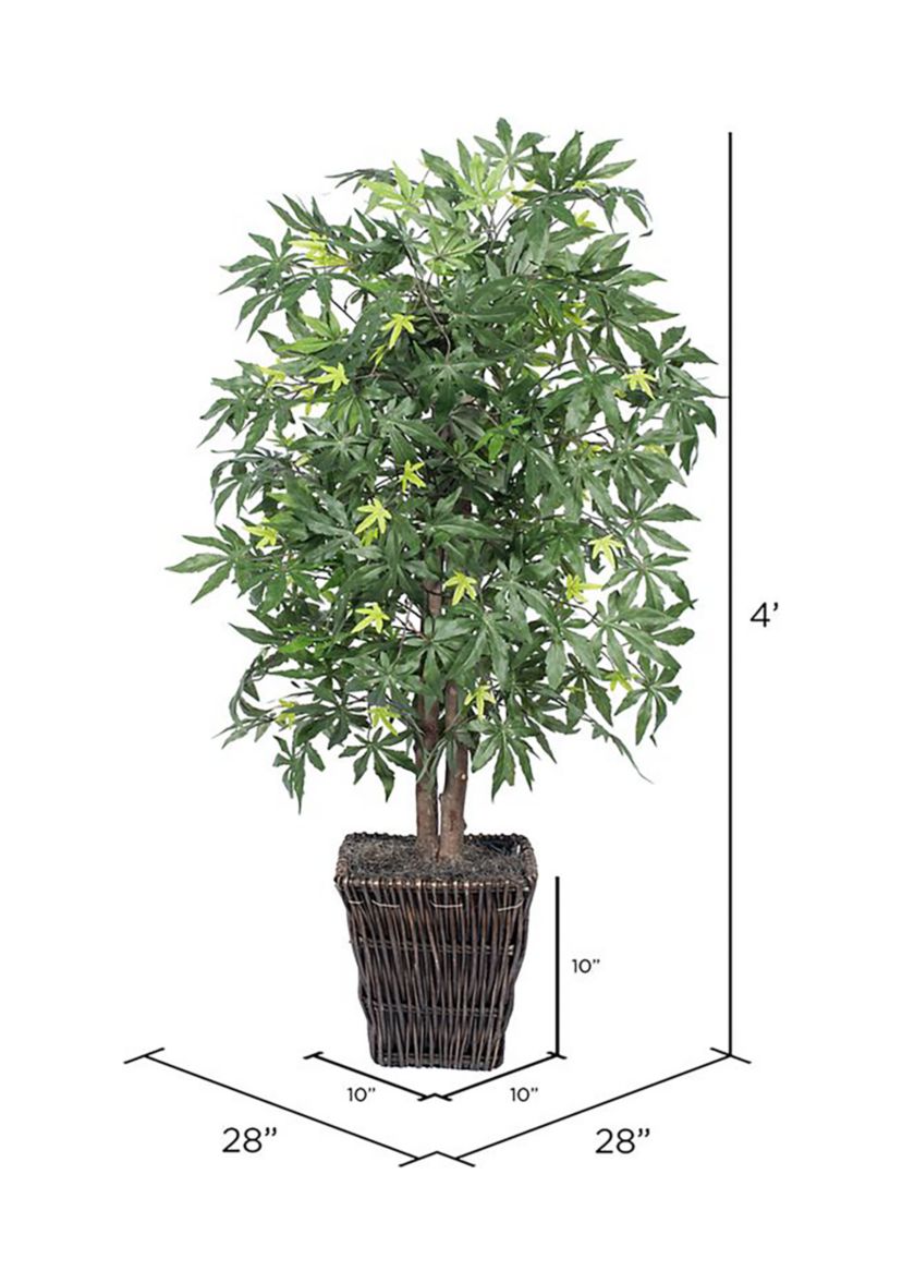 Artificial Japanese Maple Bush, Square Willow Basket.