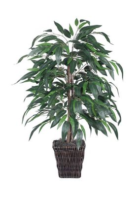 Vickerman Artificial Mango Bush, Square Willow Basket, Green
