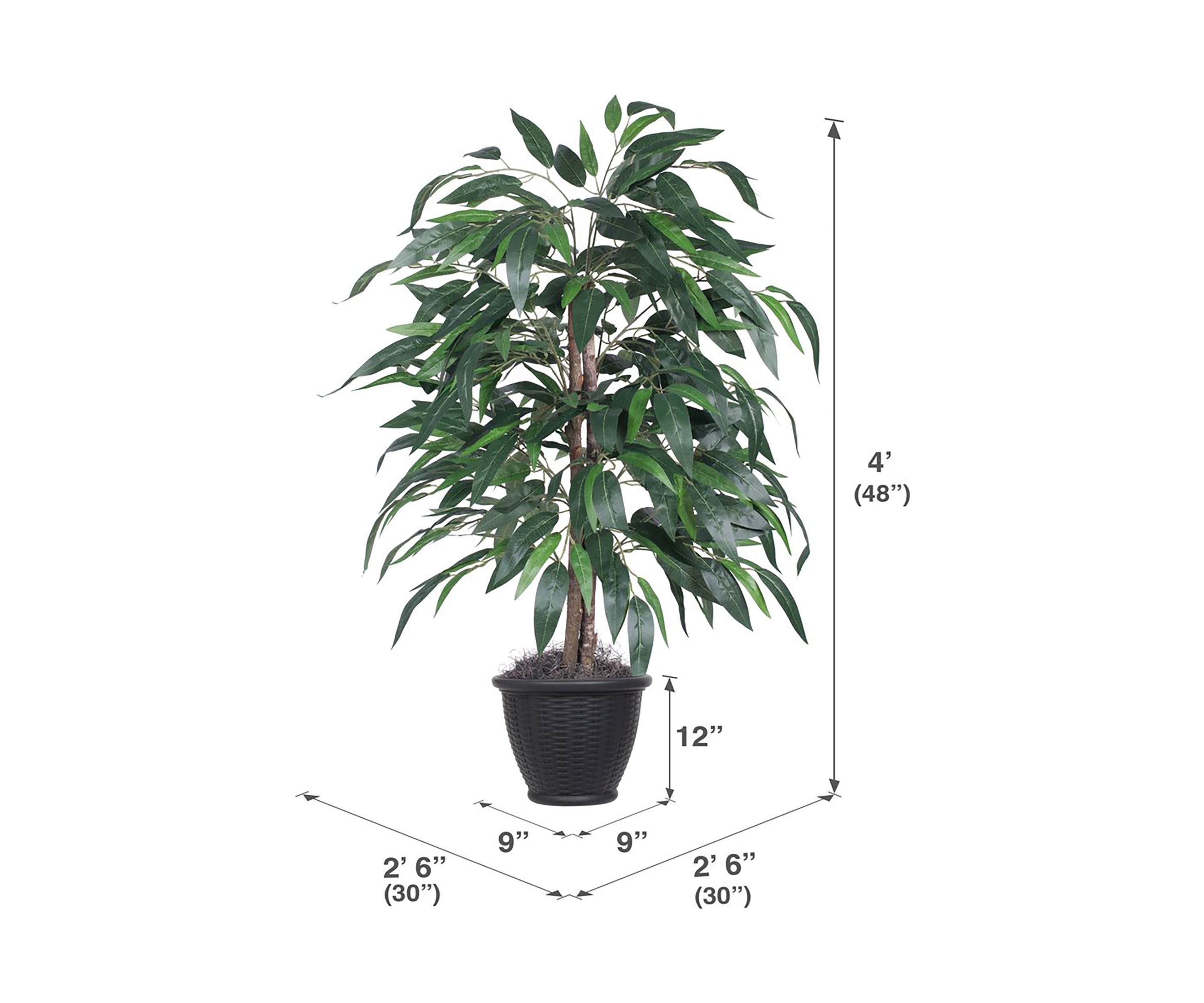 Artificial Mango Bush, Plastic Container.