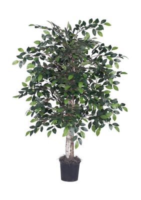 Vickerman Artificial Minil Ficus Bush, Plastic Pot, Green