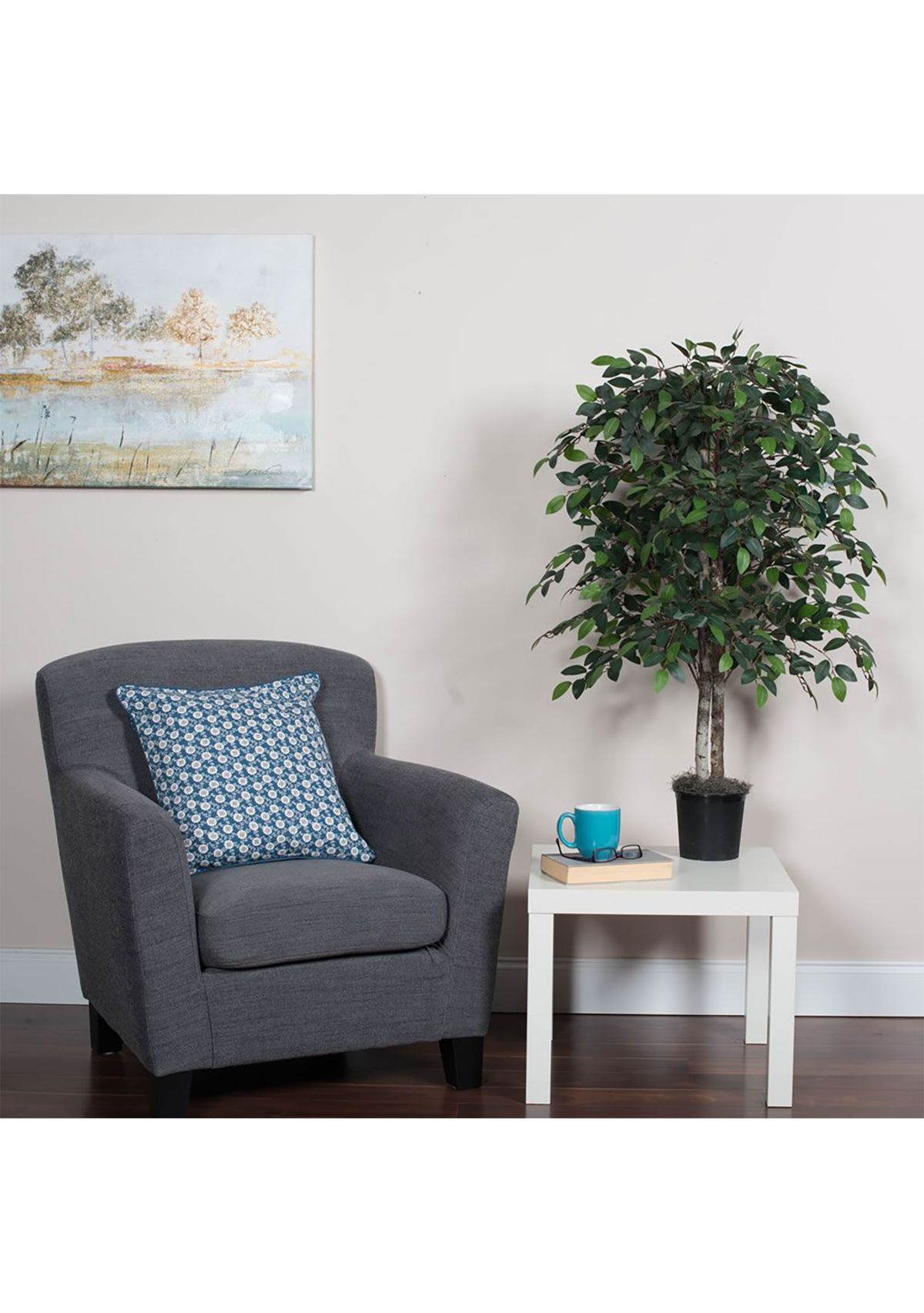 Artificial Minil Ficus Bush, Plastic Pot