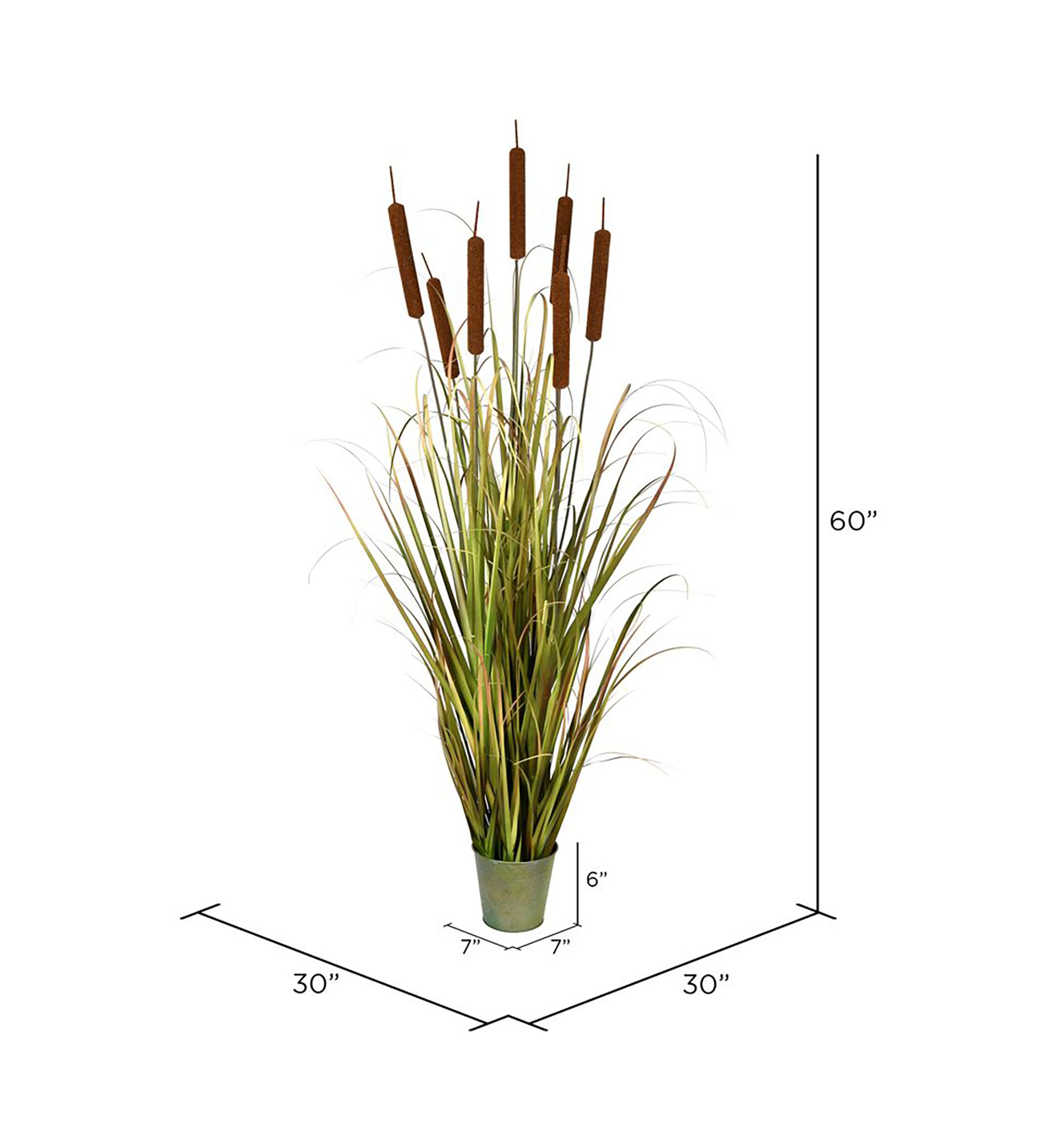 Artificial Potted Grass with Cattails.