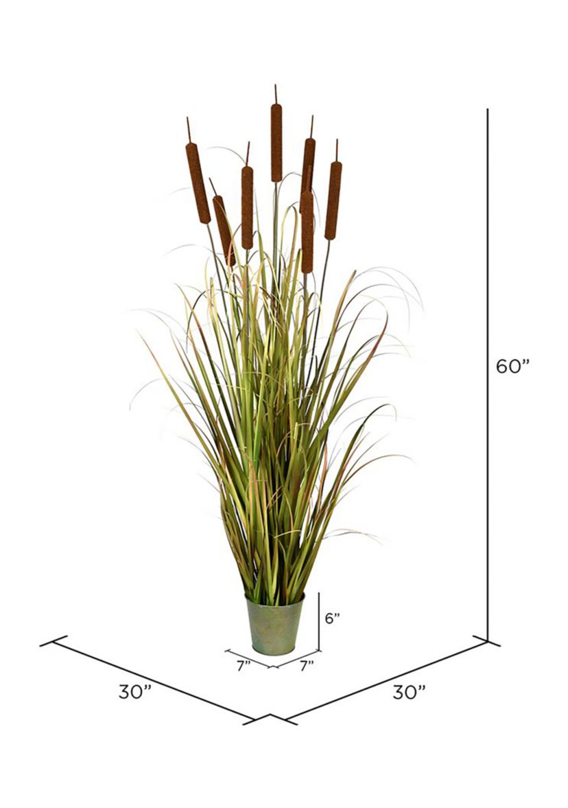 Artificial Potted Grass with Cattails.