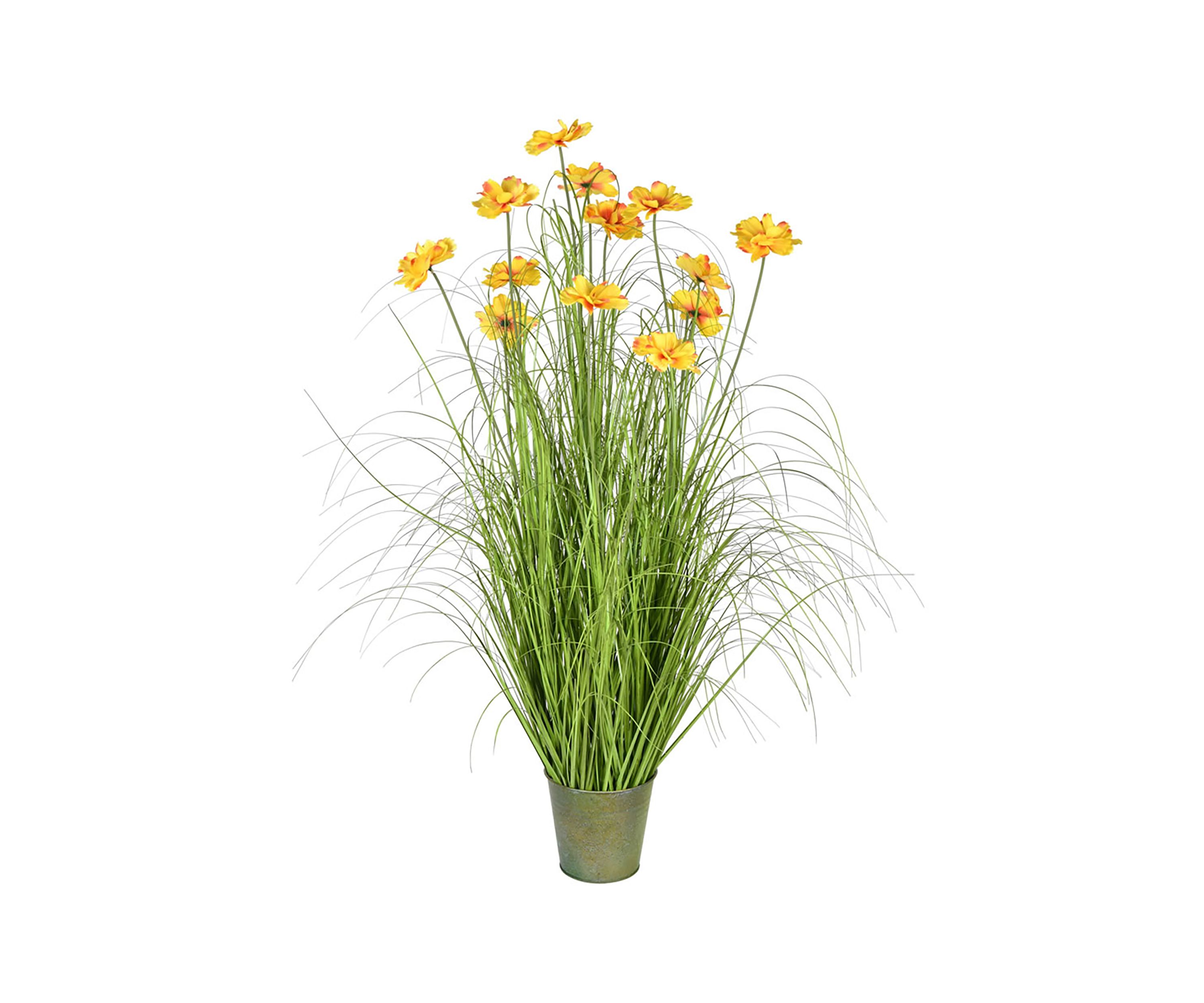 Vickerman 48" Artificial Potted Green Grass and Cherry Blossoms.