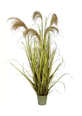 Vickerman 55" Artificial Potted Green Grass and Natural Reeds.