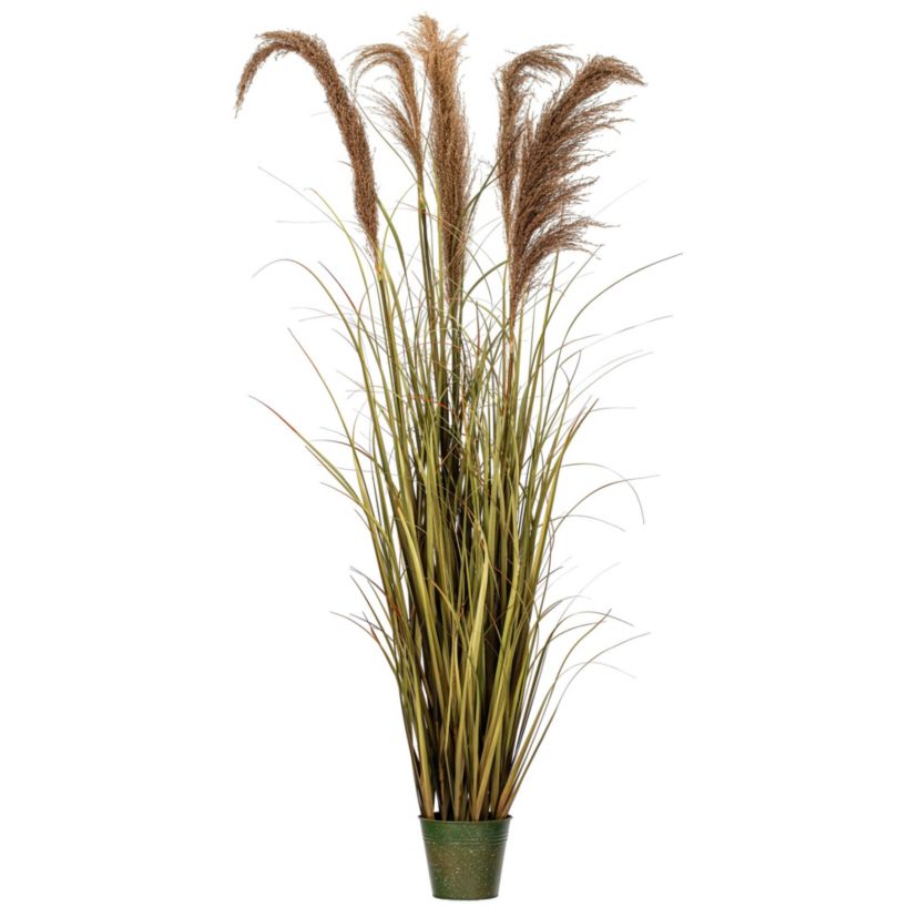 Vickerman 55" Artificial Potted Green Grass and Natural Reeds.