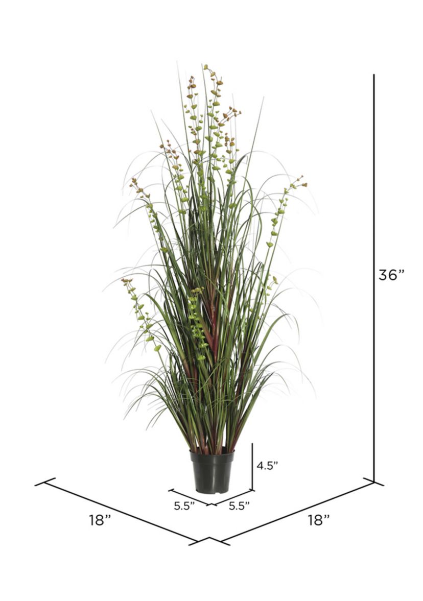 Vickerman 36" Artificial Potted Green Grass and Eucalyptus.