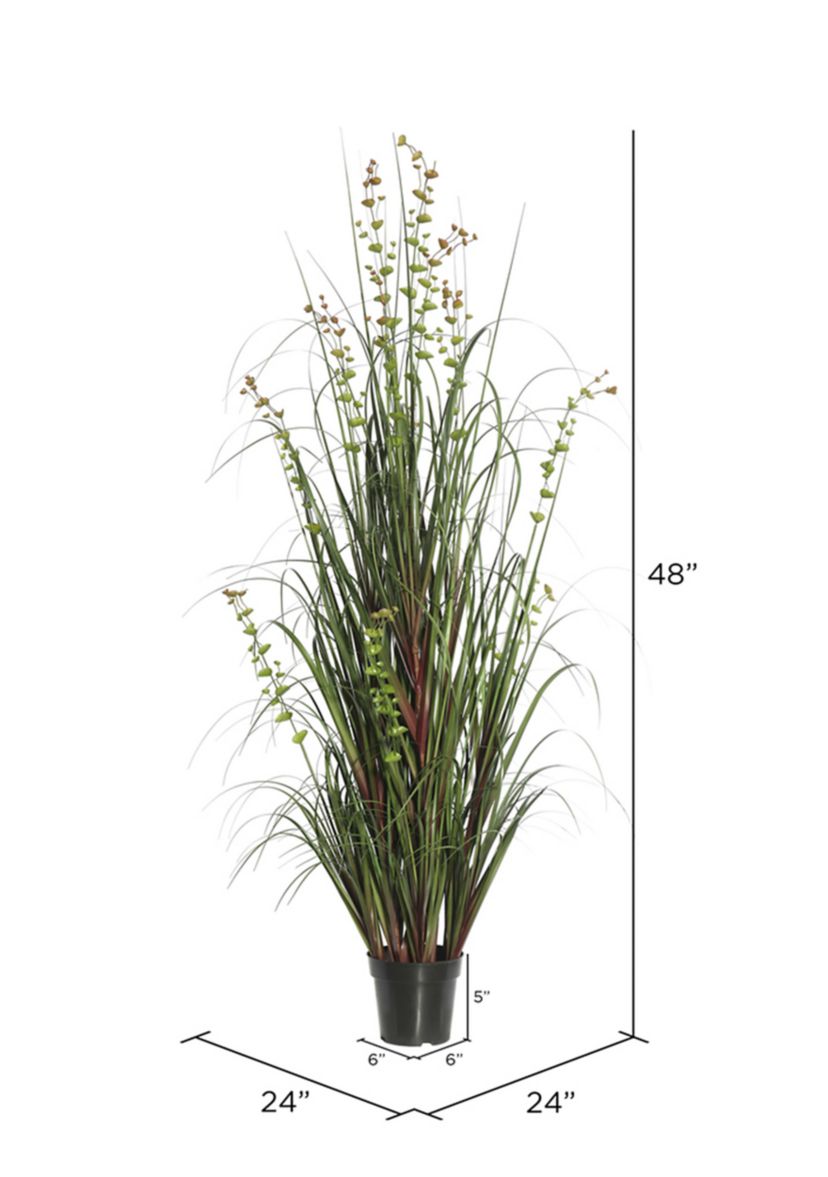 Vickerman 48" Artificial Potted Green Grass and Eucalyptus.