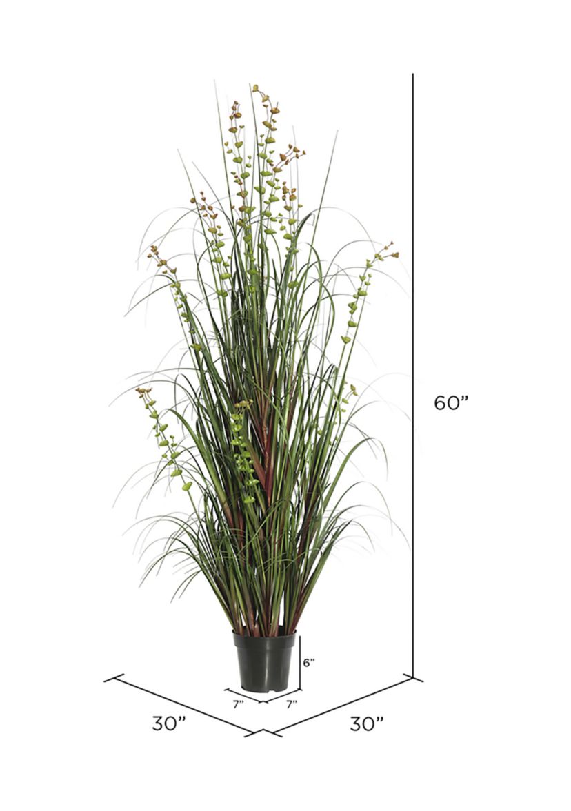 Vickerman 60" Artificial Potted Green Grass and Eucalyptus.