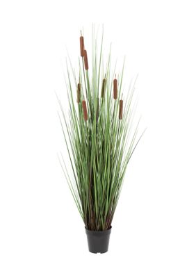 Vickerman 48" Artificial Potted Green Straight Grass and Cattails