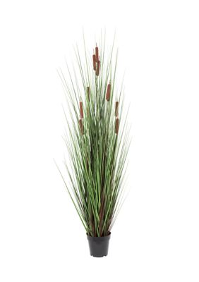 Vickerman 60" Artificial Potted Green Straight Grass and Cattails