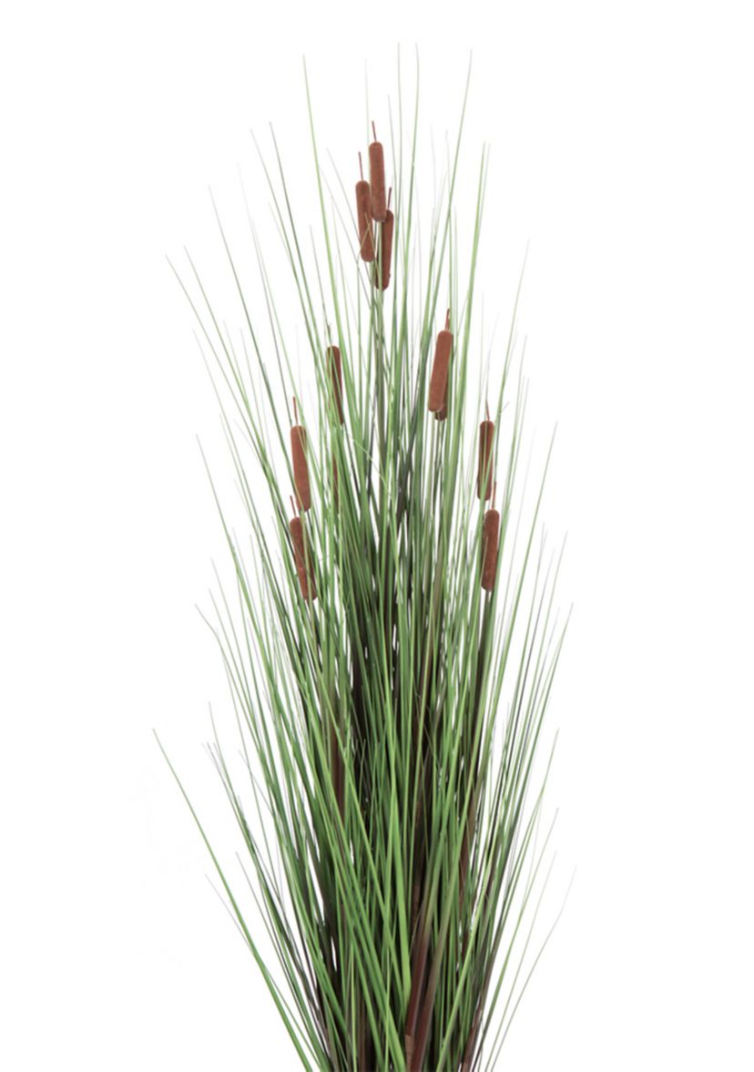 Vickerman 60" Artificial Potted Green Straight Grass and Cattails.