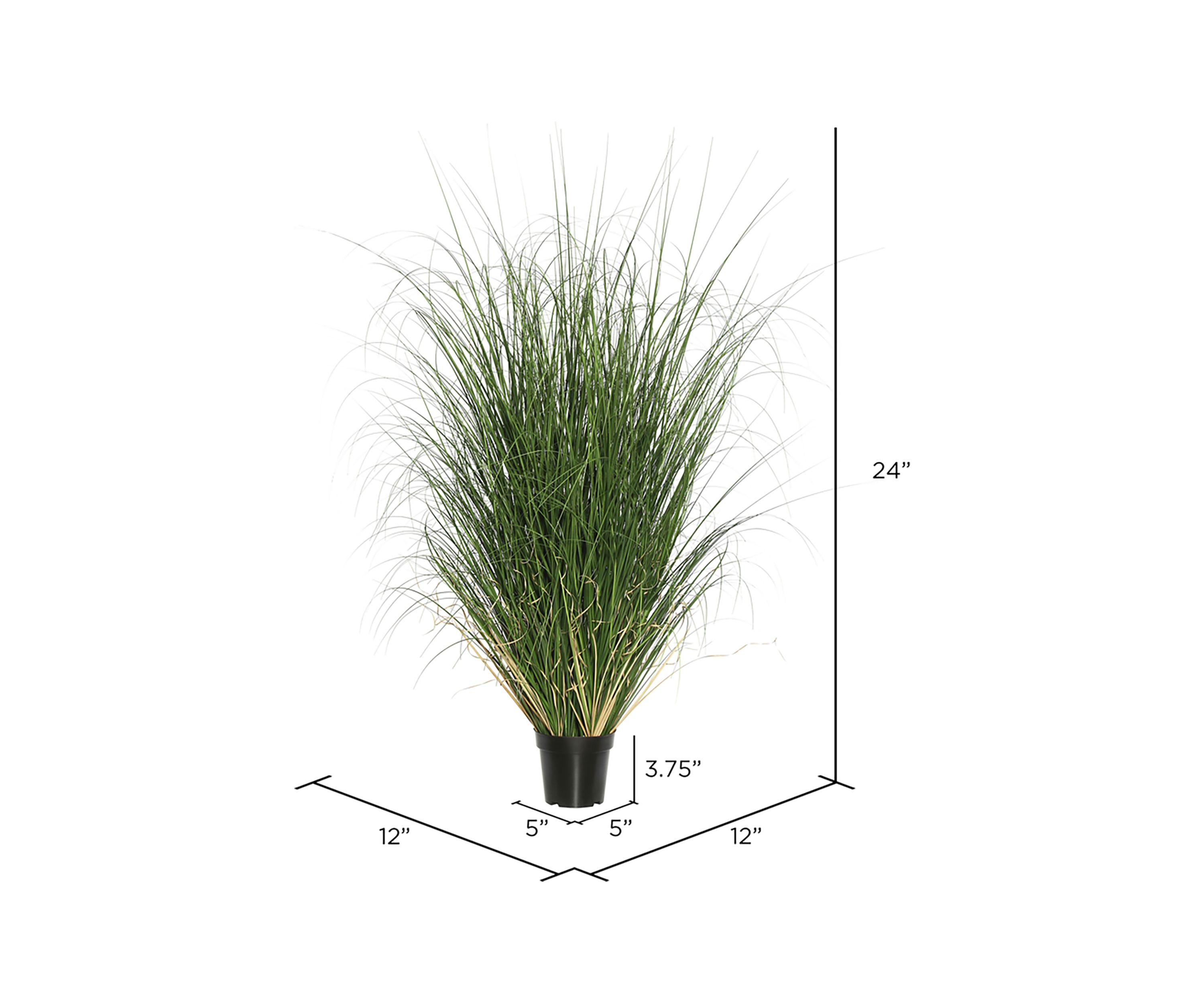 Vickerman 24" PVC Artificial Potted Green Curled Grass.