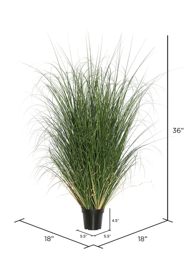 Vickerman 36" PVC Artificial Potted Green Curled Grass.