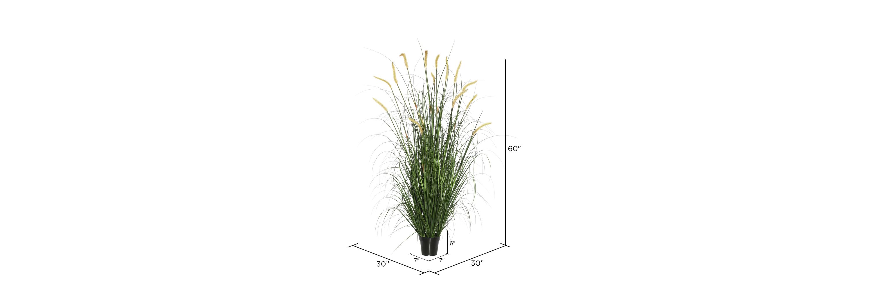 Vickerman 60" PVC Artificial Potted Green Foxtail Grass.