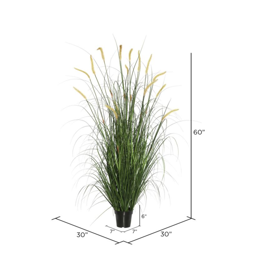 Vickerman 60" PVC Artificial Potted Green Foxtail Grass.