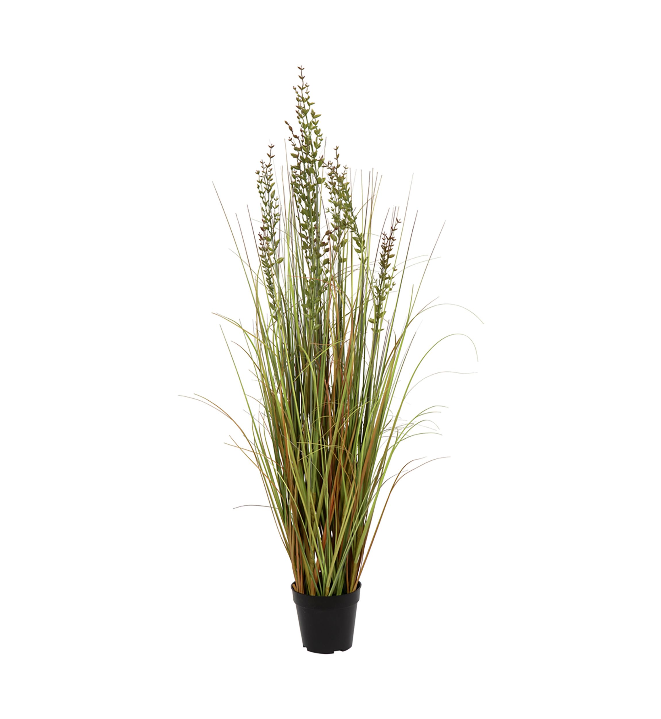 Vickerman 48" PVC Artificial Potted Green and Brown Grass and Plastic Grass.