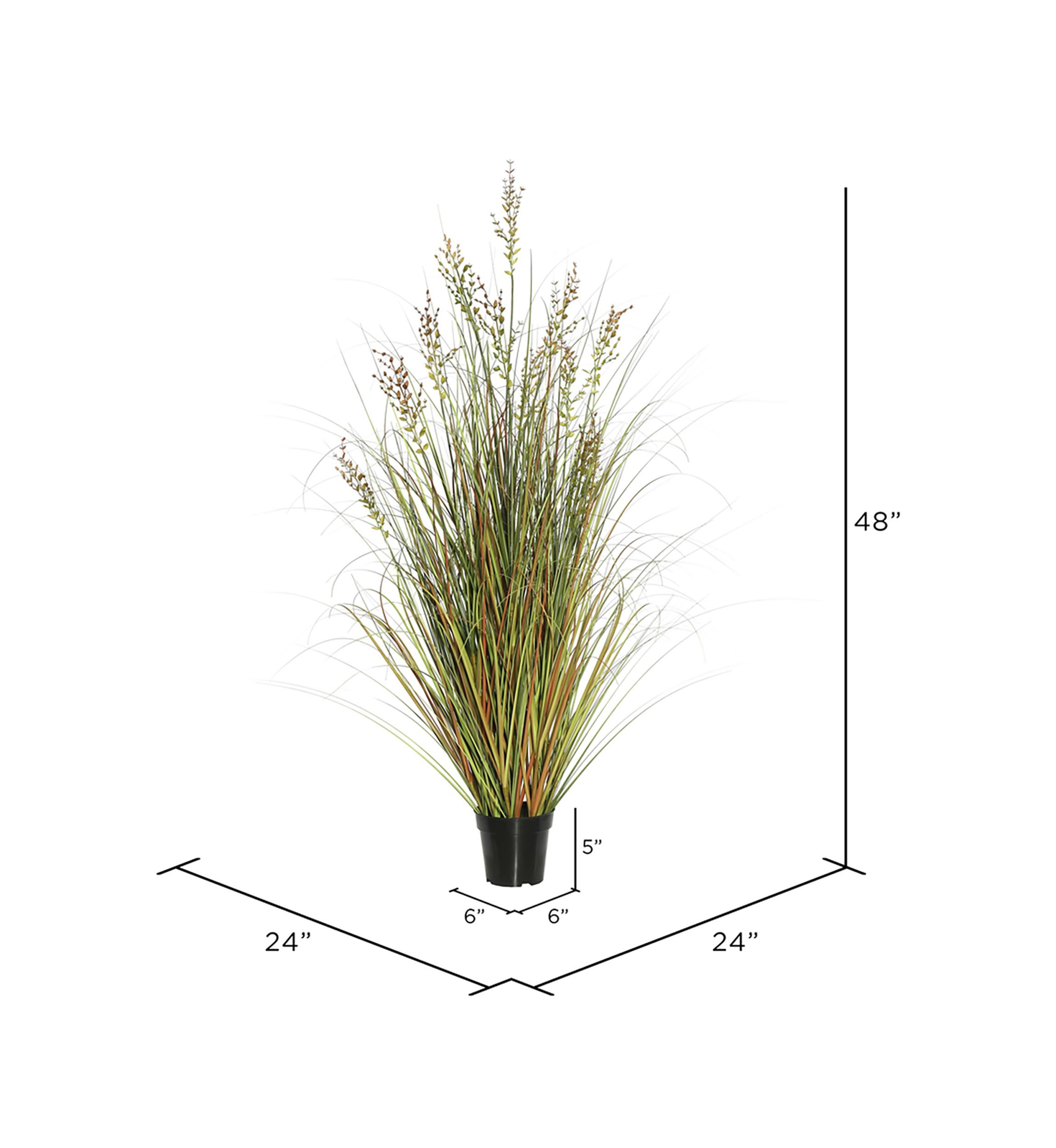 Vickerman 48" PVC Artificial Potted Green and Brown Grass and Plastic Grass.