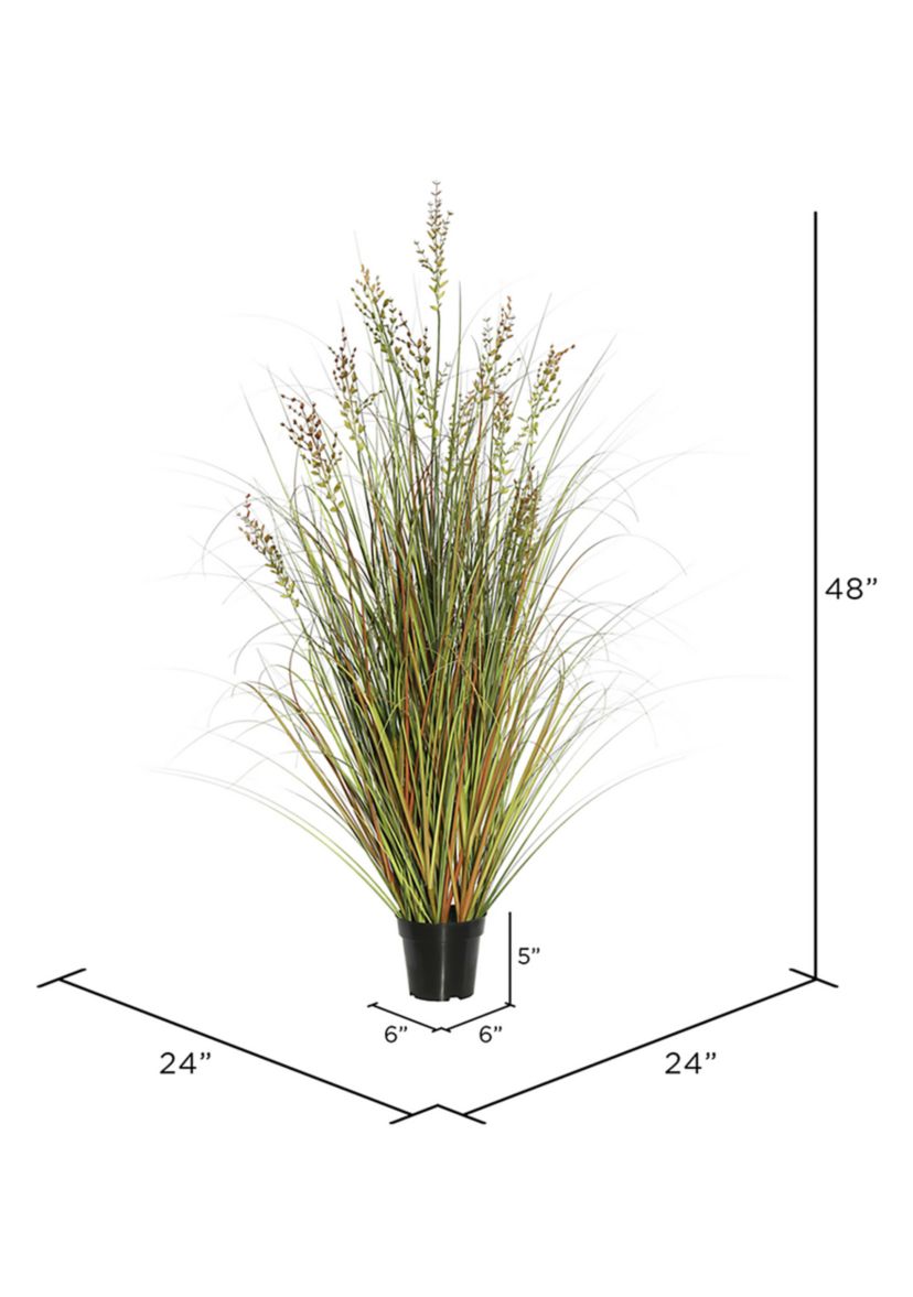 Vickerman 48" PVC Artificial Potted Green and Brown Grass and Plastic Grass.