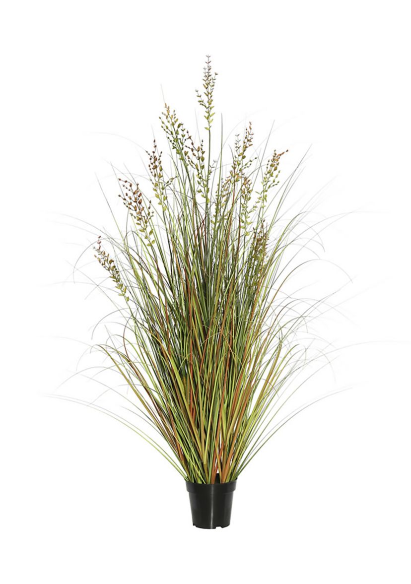 Vickerman 60" PVC Artificial Potted Green and Brown Grass and Plastic Grass.