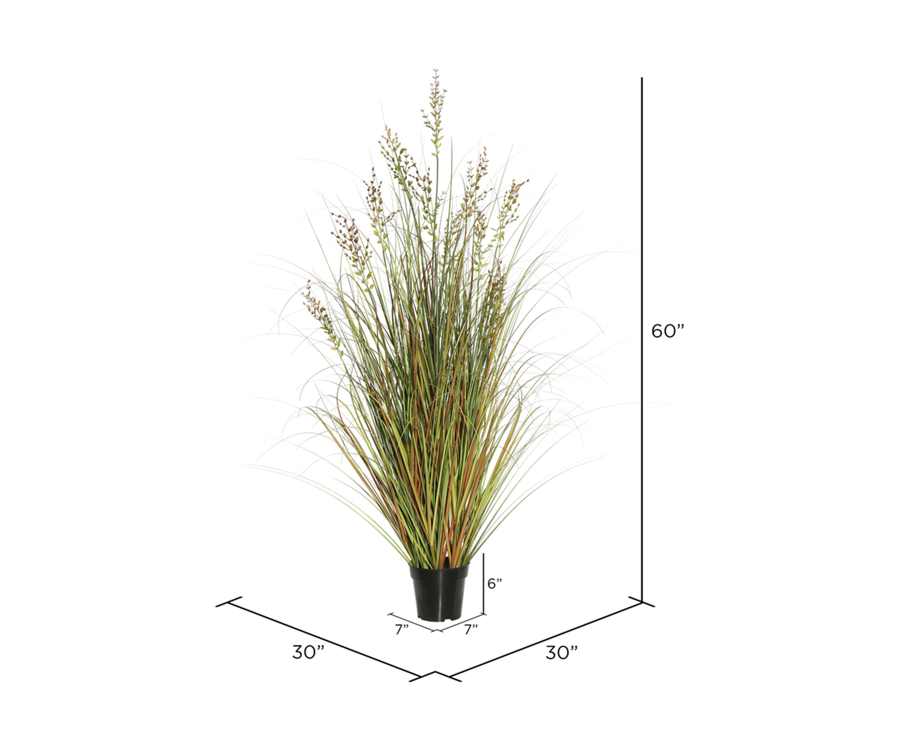 Vickerman 60" PVC Artificial Potted Green and Brown Grass and Plastic Grass.