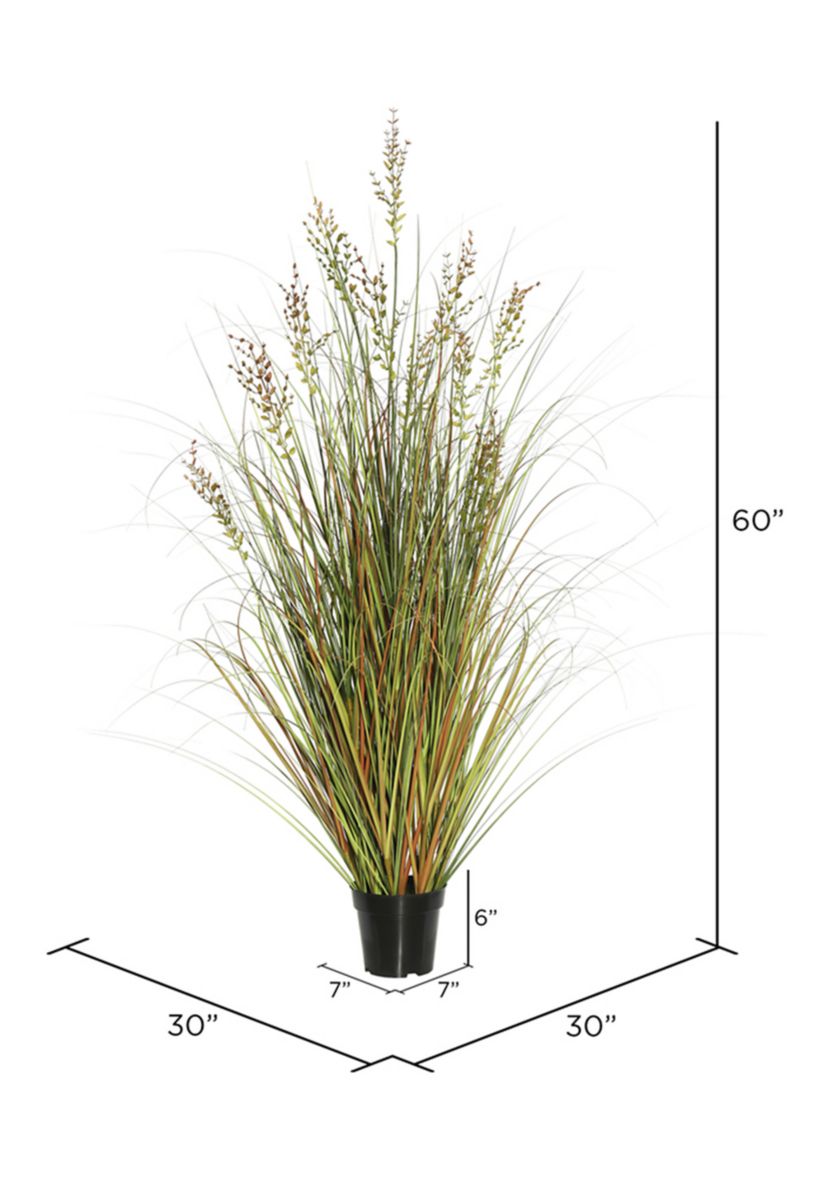 Vickerman 60" PVC Artificial Potted Green and Brown Grass and Plastic Grass.