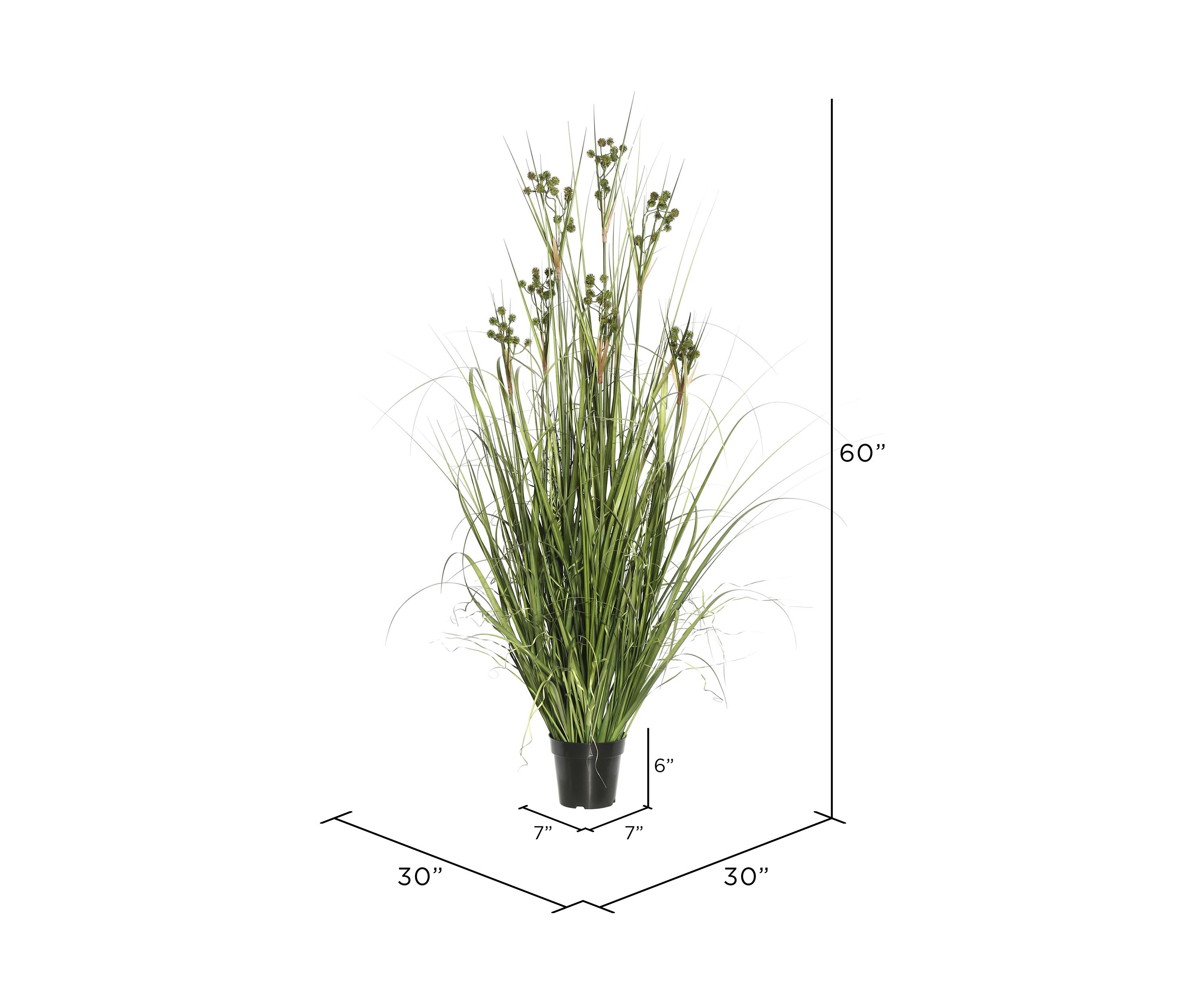 PVC Potted Green Grass with Pomp Balls