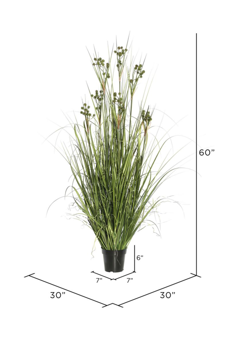 PVC Potted Green Grass with Pomp Balls