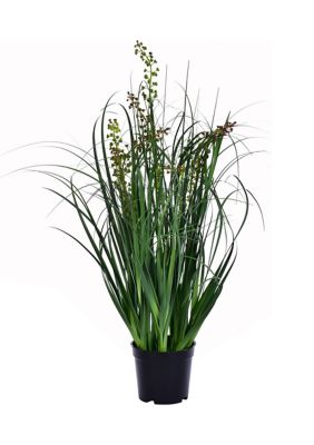 Vickerman 24" PVC Artificial Potted Green Sheep's Grass and Plastic Grass