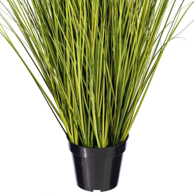 Vickerman 48" Potted Green/Brown Switchgrass. Elevate your home or office decor with Vickermans 48-inch Potted Faux Grass. This artificial plant adds a natural touch to your indoor space with its lush green grass. Ideal for those seeking to incorporate the beauty of nature into their space without the upkeep of real plants. Crafted with high-quality materials, this potted faux grass plant offers a realistic and intricate design that mimics the natural beauty of plants. Its delicate details and lifelike appearance make it a perfect addition to any room, providing an inviting and relaxing atmosphere. Recommended for indoor use, this low-maintenance artificial plant is perfect for green home decor enthusiasts who desire a touch of greenery without the hassle of plant care. This versatile faux greenery looks great in any space, whether youre decorating your living room, bedroom, or office.