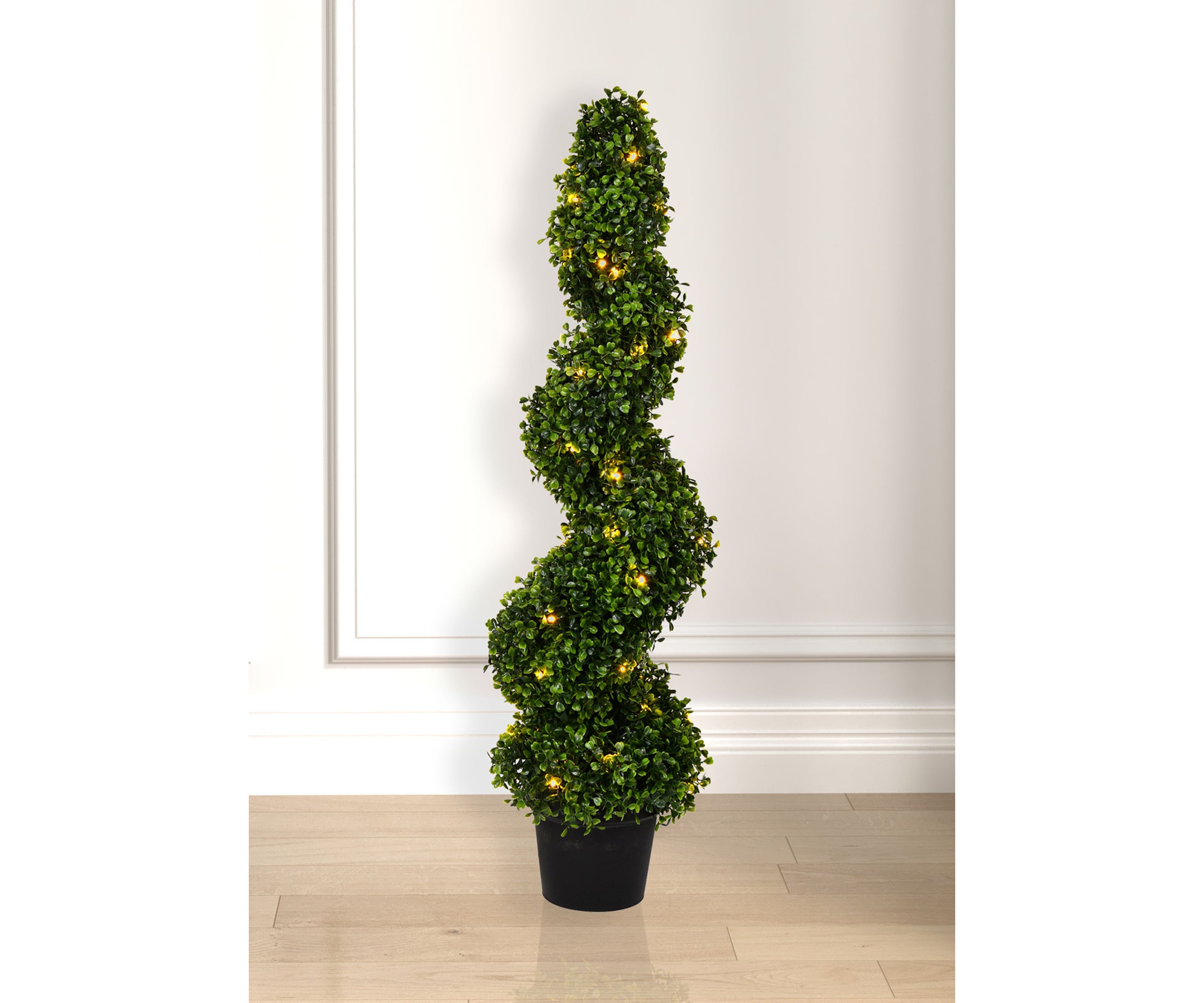 Potted Green Boxwood Spiral Tree