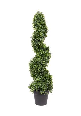Vickerman 3' Artificial Potted Green Boxwood Spiral Tree.