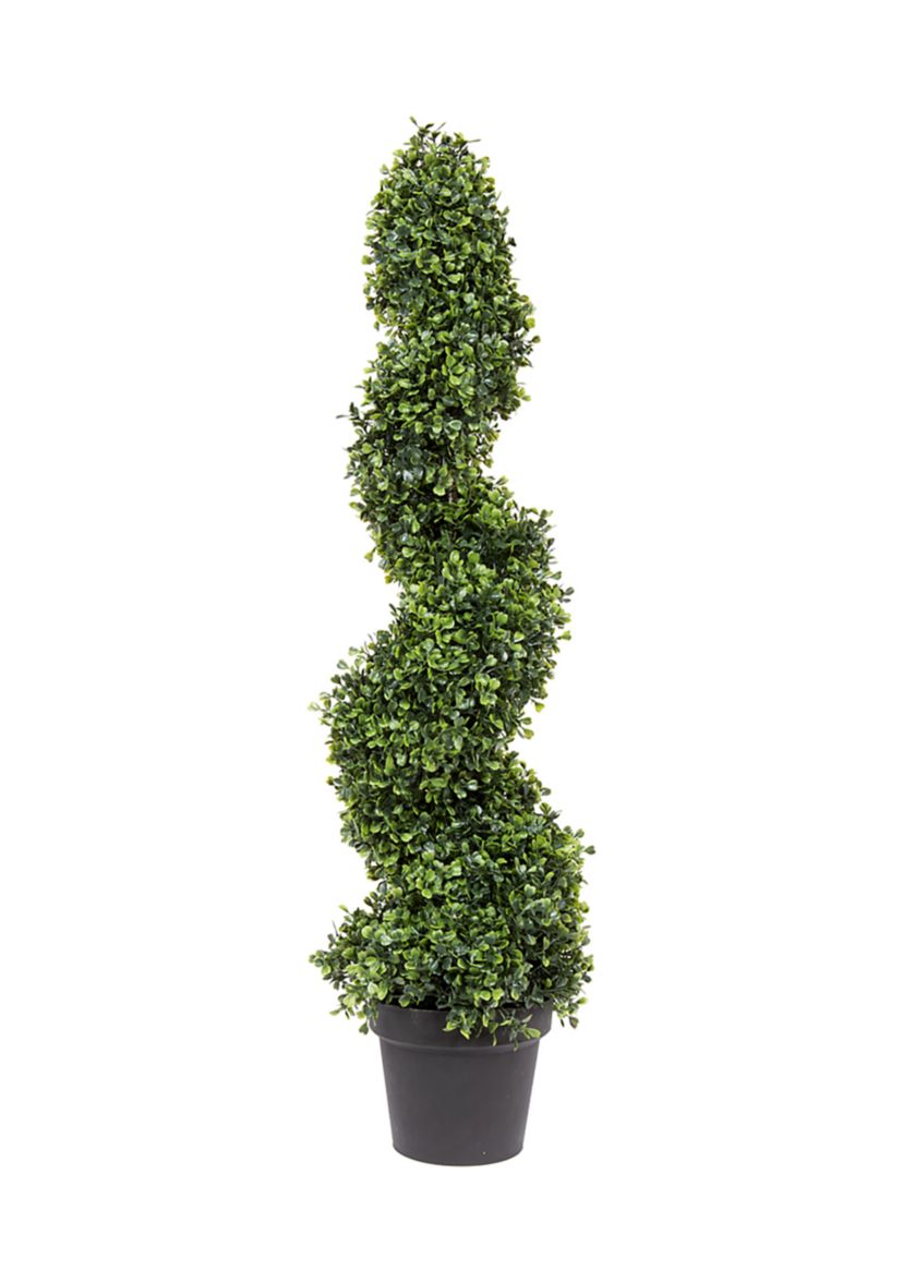 Vickerman 3 Artificial Potted Green Boxwood Spiral Tree.