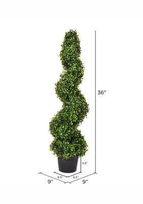 Vickerman 3' Artificial Potted Green Boxwood Spiral Tree.