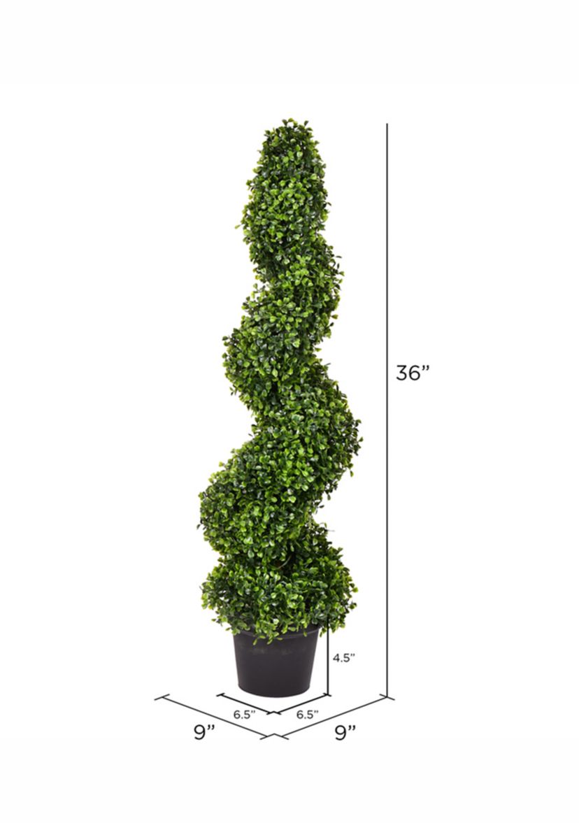 Vickerman 3 Artificial Potted Green Boxwood Spiral Tree.