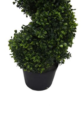 Vickerman 3' Artificial Potted Green Boxwood Spiral Tree.
