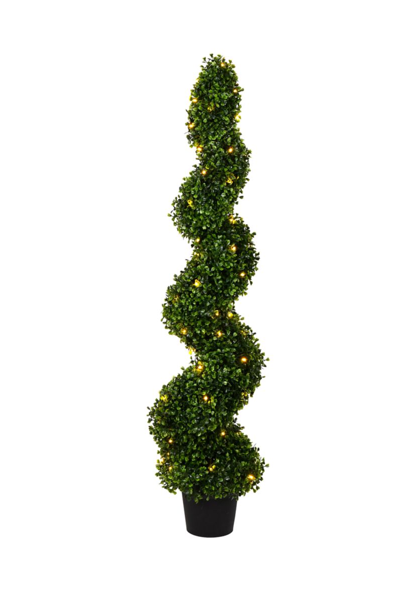 Potted Green Boxwood Spiral Tree
