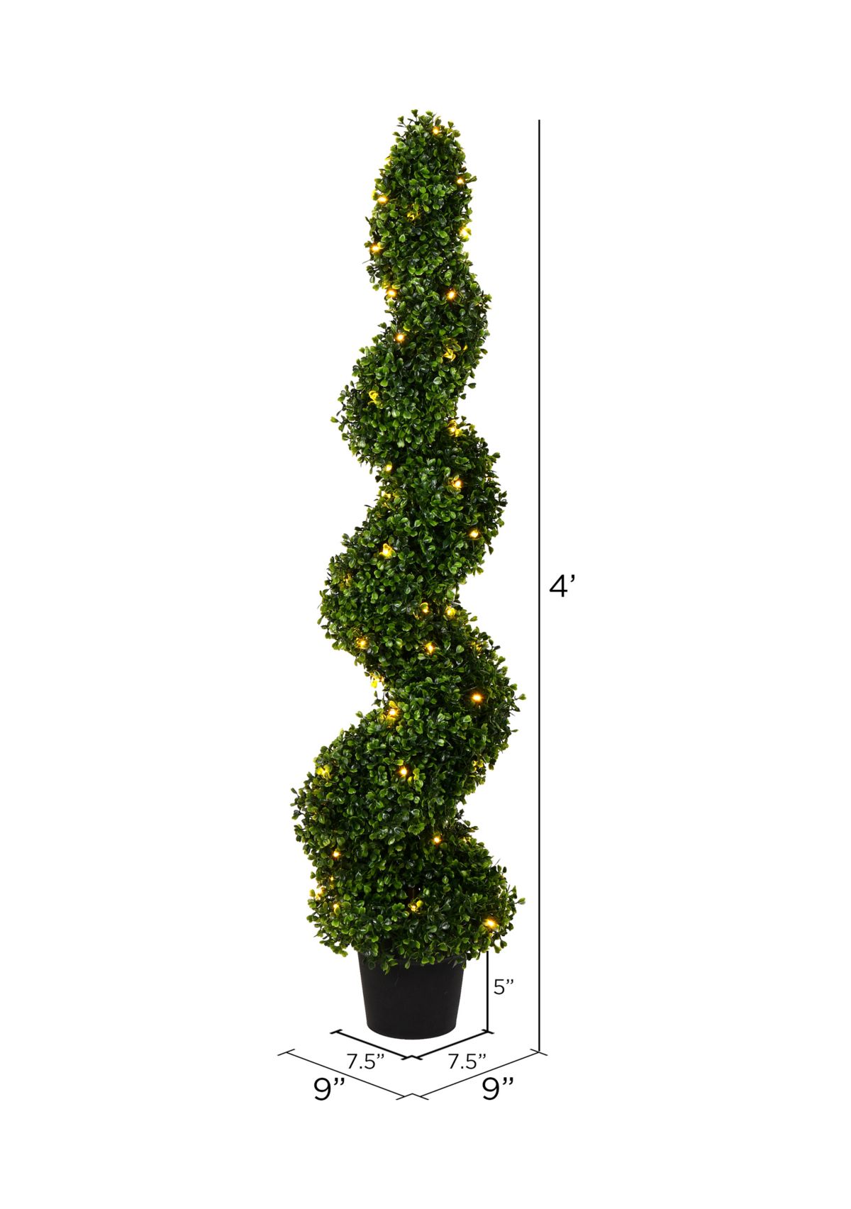 Potted Green Boxwood Spiral Tree