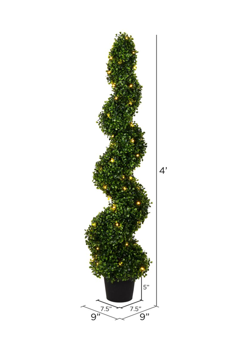 Potted Green Boxwood Spiral Tree