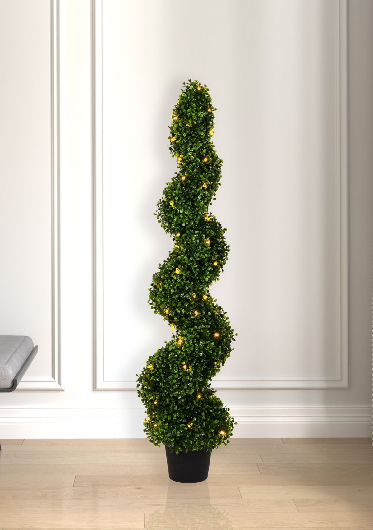 Potted Green Boxwood Spiral Tree