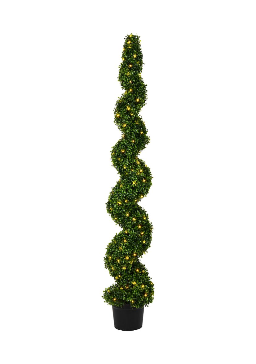 Potted Green Boxwood Spiral Tree