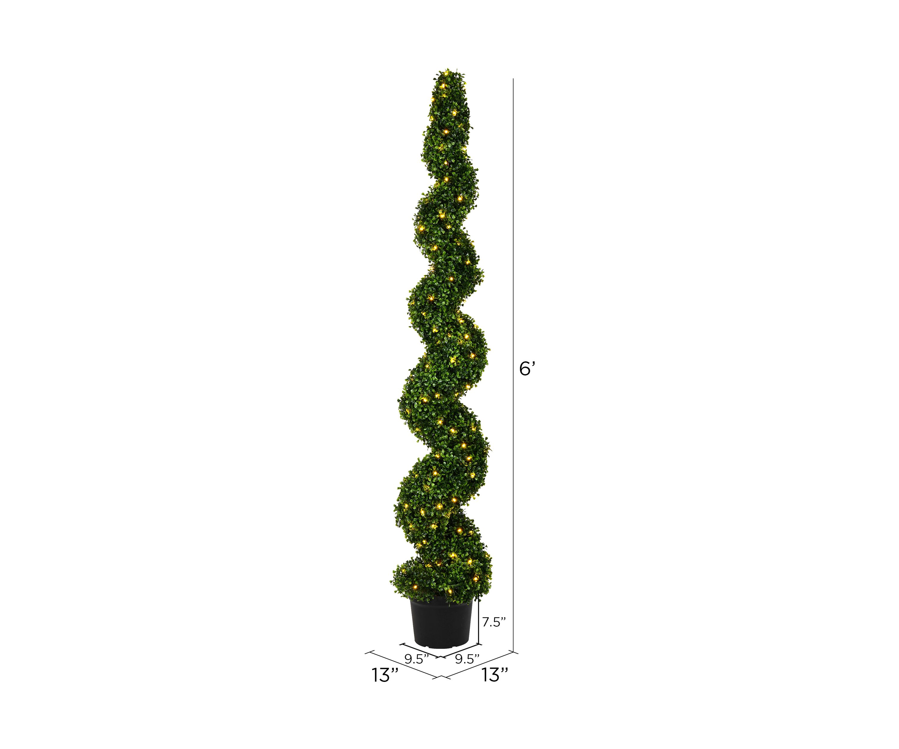 Potted Green Boxwood Spiral Tree