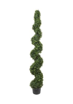 Vickerman 6' Artificial Potted Green Boxwood Spiral Tree